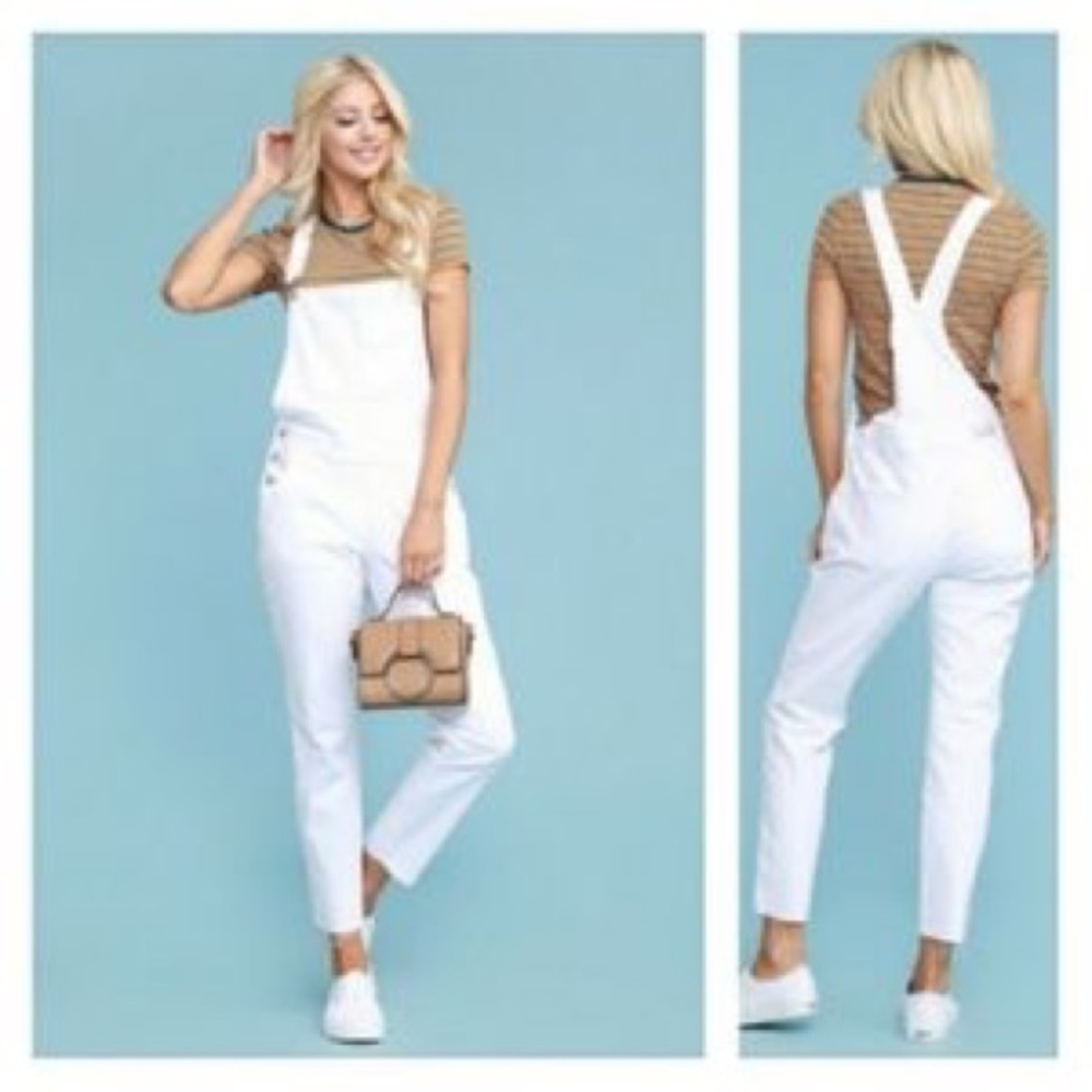 ❤️SOLD❤️ White Judy Blue Overalls NWOT